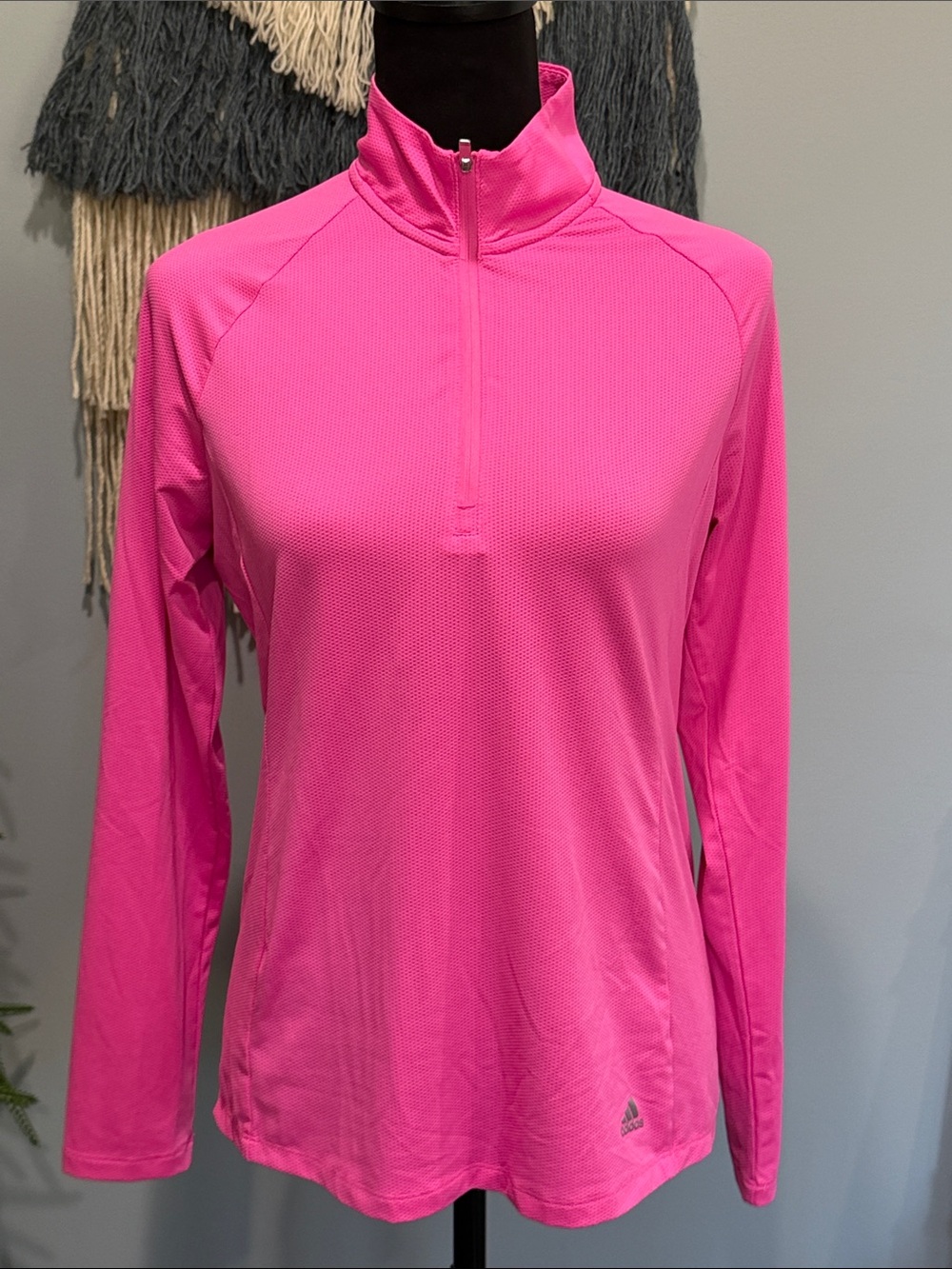 Adidas Golf Quarter Zip Pullover M Lightweight Athletic Top Pink Medium